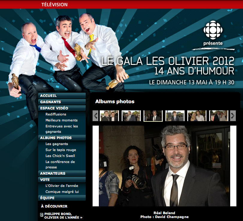 Site web de Radio-Canada :: Gala les Olivier :: Réal Béland et la photographe Anne Gauthier