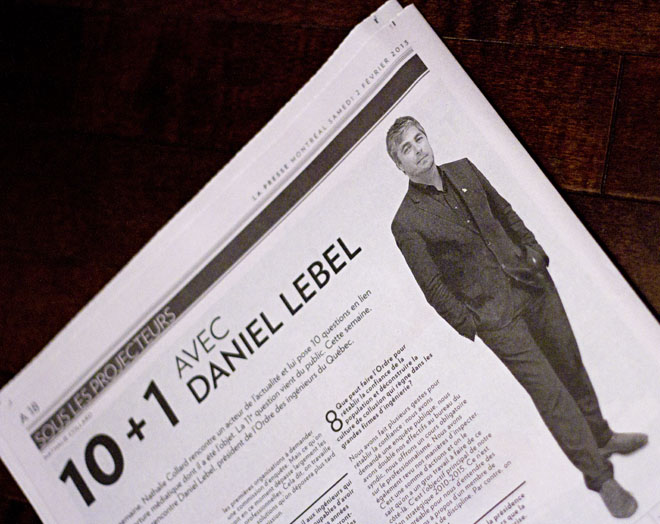 Portrait de Daniel Lebel, Président de l'OIQ, pour l'article "10+1 questions avec Daniel Lebel" de Nathalie Collard