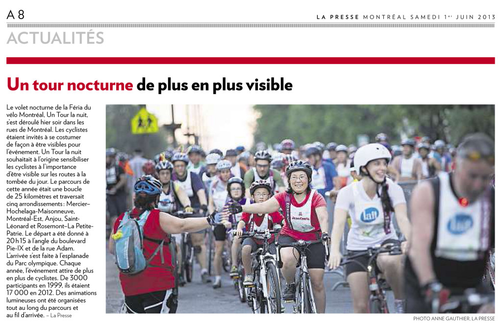 La Presse Actualités :: Tour de vélo nocturne à Montréal - Photo Anne Gauthier